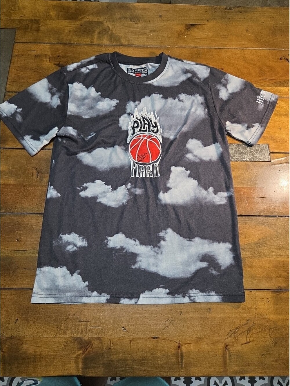 Black Pike Play Hard All Over Print  Basketball Shirt Black Mens Small Aop